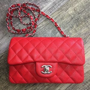 Red Caviar rectangle crossbody